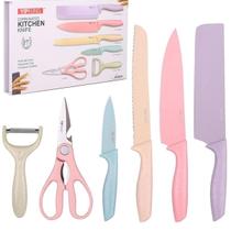 Kit Faqueiro 6 peças Kit cozinha Facas coloridas Corte Gourmet