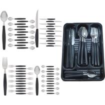 Kit Faqueiro Berlim Preto Inox 48 Pçs C/ 2 Porta Talheres Kit Faqueiro Berlim Preto Inox 48 Pçs C/ 2 Porta Talheres