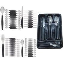 Kit Faqueiro Berlim Preto Inox 72 Pçs C/ 3 Porta Talheres Kit Faqueiro Berlim Preto Inox 72 Pçs C/ 3 Porta Talheres
