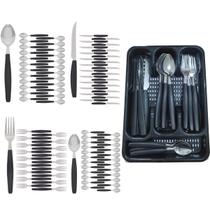 Kit Faqueiro Berlim Preto Inox 96 Pçs C/ 4 Porta Talheres Kit Faqueiro Berlim Preto Inox 96 Pçs C/ 4 Porta Talheres