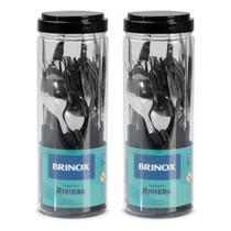 Kit Faqueiro Brinox Aço Inox Riviera 48 Pçs + Pote