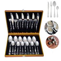 Kit Faqueiro Completo 24 peças Aparelho de Jantar Inox Antioxidante - Acompanha Maleta Porta Talheres
