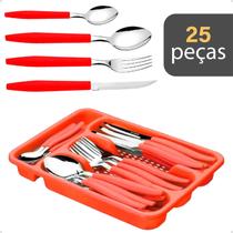 Kit Faqueiro Completo Com Lâminas De Aço Inox 24 Peças + Organizador De Gavetas Top Kit Faqueiro Completo Com Lâminas De Aço Inox 24 Peças + Organizador De Gavetas Top