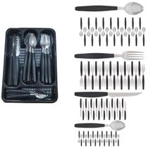 Kit Faqueiro Inox Berlim 72 Pçs C/ 3 Porta Talheres Preto Kit Faqueiro Inox Berlim 72 Pçs C/ 3 Porta Talheres Preto