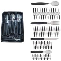 Kit Faqueiro Inox Berlim 96 Pçs C/ 4 Porta Talheres Preto Kit Faqueiro Inox Berlim 96 Pçs C/ 4 Porta Talheres Preto