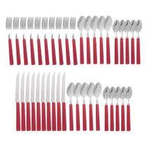 Kit Faqueiro Inox com 40 Peças Vermelho Linha Riviera Brinox Kit Faqueiro Inox com 40 Peças Vermelho Linha Riviera Brinox