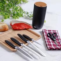 Kit Faqueiro Jogo de Facas Bene Casa 6 Peças Suporte Cepo Kit Faqueiro Jogo de Facas Bene Casa 6 Peças Suporte Cepo