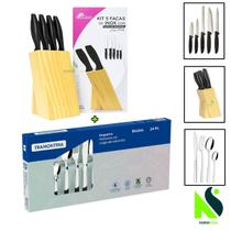 Kit Faqueiro Jogo de Talheres Búzios Tramontina Jogo de Facas com Cepo Kit Faqueiro Jogo de Talheres Búzios Tramontina Jogo de Facas com Cepo