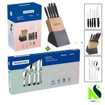 Kit Faqueiro Jogo de Talheres Búzios Tramontina Jogo de Facas com Cepo Kit Faqueiro Jogo de Talheres Búzios Tramontina Jogo de Facas com Cepo