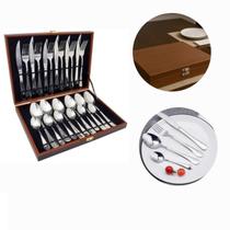 Kit Faqueiro Maleta De Talheres Inox 24 Peças Prateado Luxor