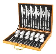 Kit Faqueiro Maleta De Talheres Inox 24 Peças Prateado Prateado