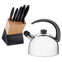 Kit - Faqueiro Plenus 6 Peças + 1 Chaleira Em Aço Inox 2,1Lts Com Apito - Tramontina