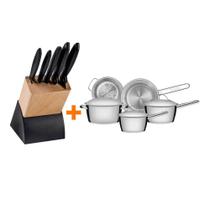 Kit - Faqueiro Plenus 6 Peças + 1 Jogo De Panelas Inox Allegra 5 Peças - Tramontina Kit - Faqueiro Plenus 6 Peças + 1 Jogo De Panelas Inox Allegra 5 Peças - Tramontina