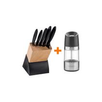 Kit - Faqueiro Plenus 6 Peças + 1 Moedor De Sal Ou Pimenta Realce Em Acrílico E Inox - Tramontina Kit - Faqueiro Plenus 6 Peças + 1 Moedor De Sal Ou Pimenta Realce Em Acrílico E Inox - Tramontina