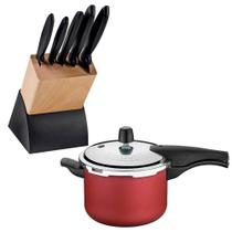 KIT - Faqueiro Plenus 6 Peças + Panela de Pressão 4,5 Vancouver Vermelho - Tramontina