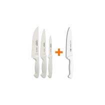 Kit - Faqueiro Premium 3 Peças + 1 Faca De Carne Profissional 10 Pol - Tramontina