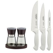 KIT - Faqueiro Premium 3 Peças + 1 Moedor de Sal e Pimenta em Cerâmica e Vidro - Tramontina KIT - Faqueiro Premium 3 Peças + 1 Moedor de Sal e Pimenta em Cerâmica e Vidro - Tramontina