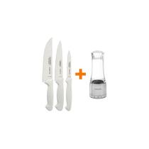Kit - Faqueiro Premium 3 Peças + 1 Moedor De Sal Ou Pimenta Em Acrílico E Inox - Tramontina Kit - Faqueiro Premium 3 Peças + 1 Moedor De Sal Ou Pimenta Em Acrílico E Inox - Tramontina