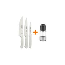 Kit - Faqueiro Premium 3 Peças + 1 Moedor De Sal Ou Pimenta Realce Em Acrílico E Inox - Tramontina Kit - Faqueiro Premium 3 Peças + 1 Moedor De Sal Ou Pimenta Realce Em Acrílico E Inox - Tramontina