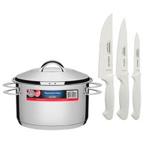 KIT - Faqueiro Premium 3 Peças + 1 Panela Inox Solar 6,1 Lts Solar PIT2 - Tramontina