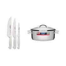 KIT - Faqueiro Premium 3 Peças + 1 Panela Inox Solar 7,1 Lts Solar PIT3 - Tramontina KIT - Faqueiro Premium 3 Peças + 1 Panela Inox Solar 7,1 Lts Solar PIT3 - Tramontina