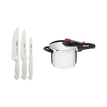 Kit - Faqueiro Premium 3 Peças + 1 Panela Pressão Inox Solar 6 L - Tramontina