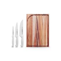 KIT - Faqueiro Premium 3 Peças + 1 Tábua para Churrasco 49x35 - Tramontina