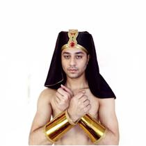 Kit Faraó Turbante e Pulso Halloween Carnaval Rei Do Egito Cosplay Adulto Masculino