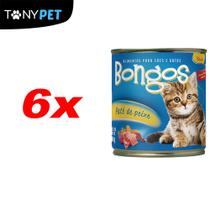 Kit Fardo Com 6 Bongos Enlatado Para Gatos Sabor Peixe 280g