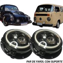 Kit Farol Angel Eyes 7'' com Suporte VW Fusca Kombi Brasilia Passat - Suns