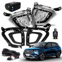 Kit Farol Aux De Milha Grade Preta c/ DRL Creta 2020 2021 2022 2023 2024 2025