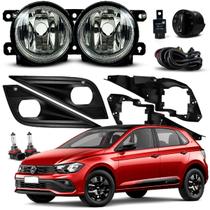 Kit Farol Aux Milha Polo Track 2023 2024 2025 Lâmpada H8 35W + Moldura + Grade + Botão Original