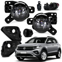 Kit Farol Auxiliar de Milha LED T-Cross 200 TSI/Comfortline 2025 + Grade Preta + Botão Original