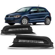 Kit Farol Auxiliar em Led DRL Gol 2013 até 2016 Friso Cromado Kit Farol Auxiliar em Led DRL Gol 2013 até 2016 Friso Cromado