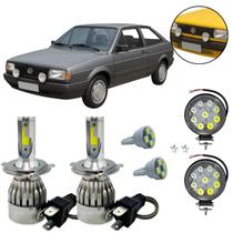 Kit Farol Auxiliar Lâmpada Super Led Alto Baixo Gol Quadrado