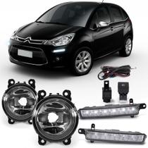Kit Farol Auxiliar Milha Citroen C3 2013 À 2017 Com Daylight