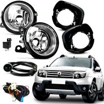 Kit Farol Auxiliar Milha Duster 2013 2014 2015 2016 Moldura Preta Botao Touch