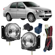 Kit farol auxiliar milha fiat siena 2001 a 2012 vidro