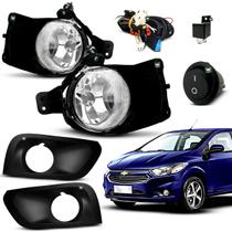 Kit Farol Auxiliar Milha Onix Lt/Ltz 2017 2018 2019 Moldura Preta Botao Tic Tac