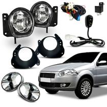Kit Farol Auxiliar Milha Palio El 2009 2010 2011 Moldura Cromada Botao Colante