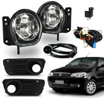 Kit Farol Auxiliar Milha Palio Fire Economy 2007 08 09 10 11 12 13 14 15 2016 Moldura Preta Bt Touch