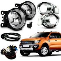 Kit Farol Auxiliar Milha Ranger 2012 2013 2014 2015 Moldura Cromada Botao Touch