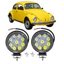 Kit Farol Auxiliar Milha Redondo Fusca 6000K 12/24V 27W 2Un Kit Farol Auxiliar Milha Redondo Fusca 6000K 12/24V 27W 2Un