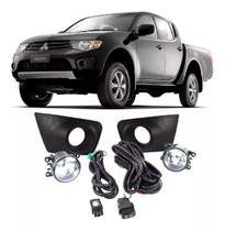 Kit Farol Auxiliar Milhas Triton L200 2011 até 2013 Moldura Preta