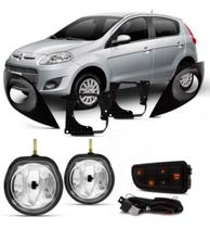 Kit farol auxiliar palio 2013 à 2016 com grade com moldura