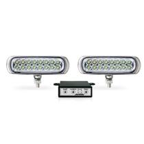 Kit Farol Auxiliar Slim LED 6,4W 960 lumens Bi Volt Com Módulo de Controle Corpo PRETO Luz BRA