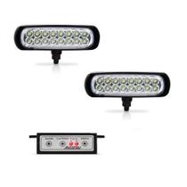 Kit Farol Auxiliar Slim Led Retangular Com Módulo De Controle Autopoli