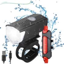 Kit Farol Bike Frontal + Pisca Traseiro Led Usb Recarregável