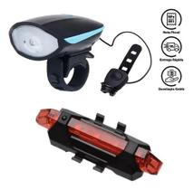 Kit Farol Bike Led Recarregável Potente Dianteiro + Traseiro