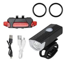 Kit Farol Bike Led Sinalizador Ciclista Dianteira Traseira C